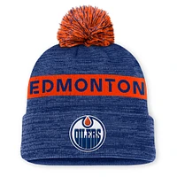 Bonnet en tricot à revers avec pompon authentique Pro Rink des Oilers d'Edmonton Royal Fanatics pour hommes