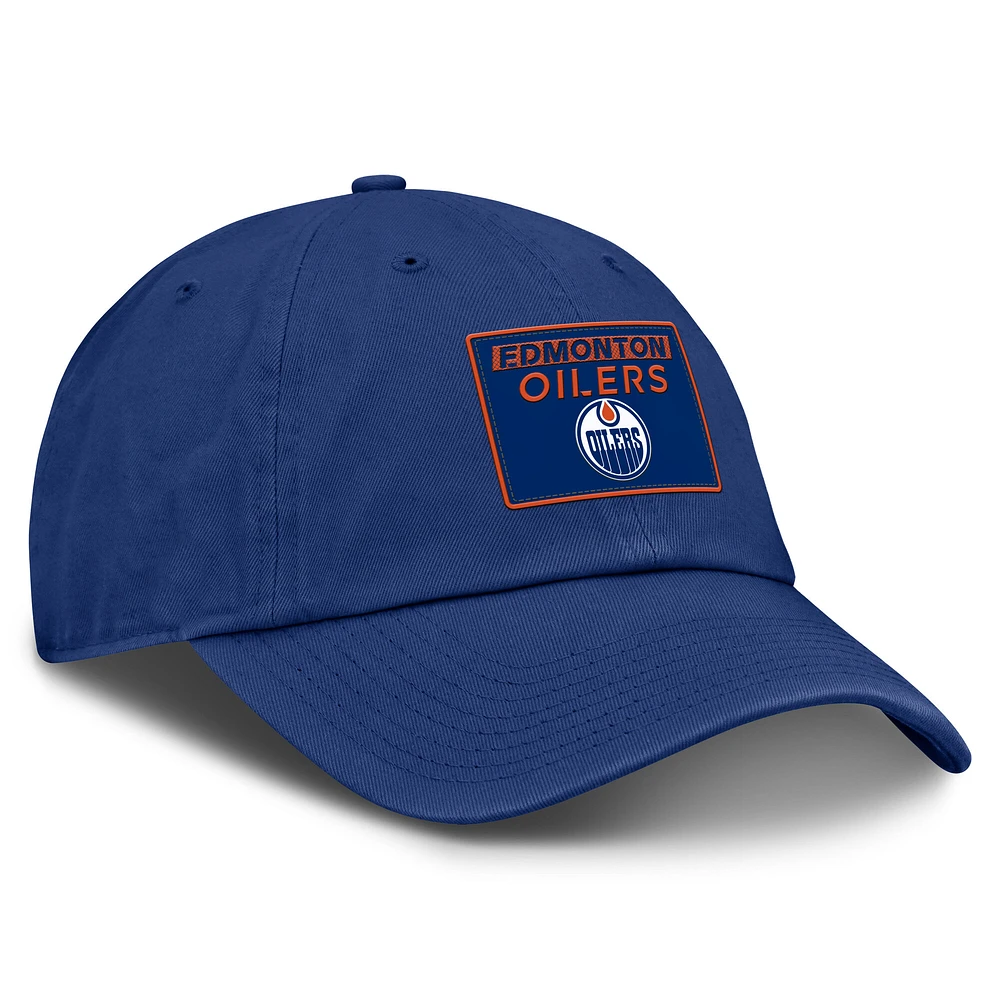 Casquette ajustable authentique Pro Rink Prime Fanatics Royal Edmonton Oilers pour hommes