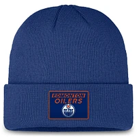 Casquette en tricot à revers authentique Pro Rink Prime Fanatics Royal Edmonton Oilers pour hommes