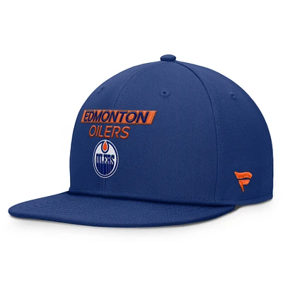 Casquette Snapback authentique Pro Rink Prime Fanatics Royal Edmonton Oilers pour hommes