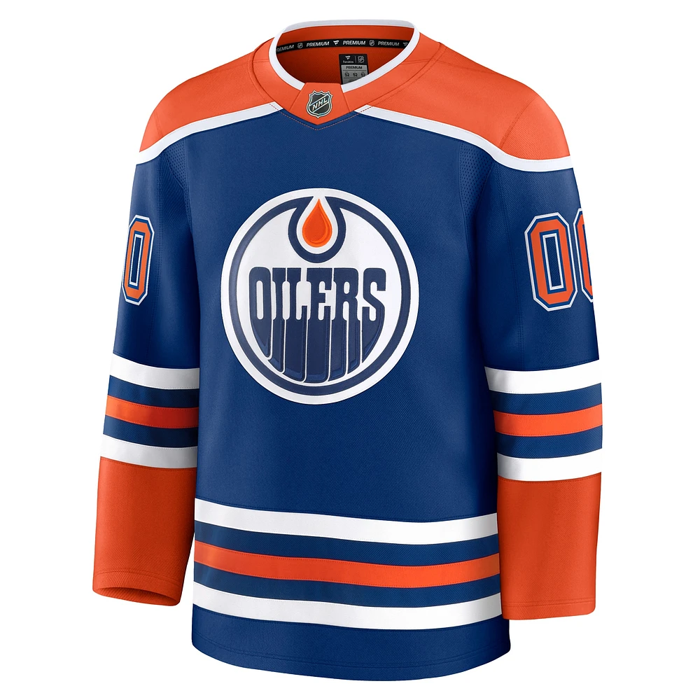 Maillot personnalisé haut de gamme Fanatics Royal Edmonton Oilers à domicile pour hommes