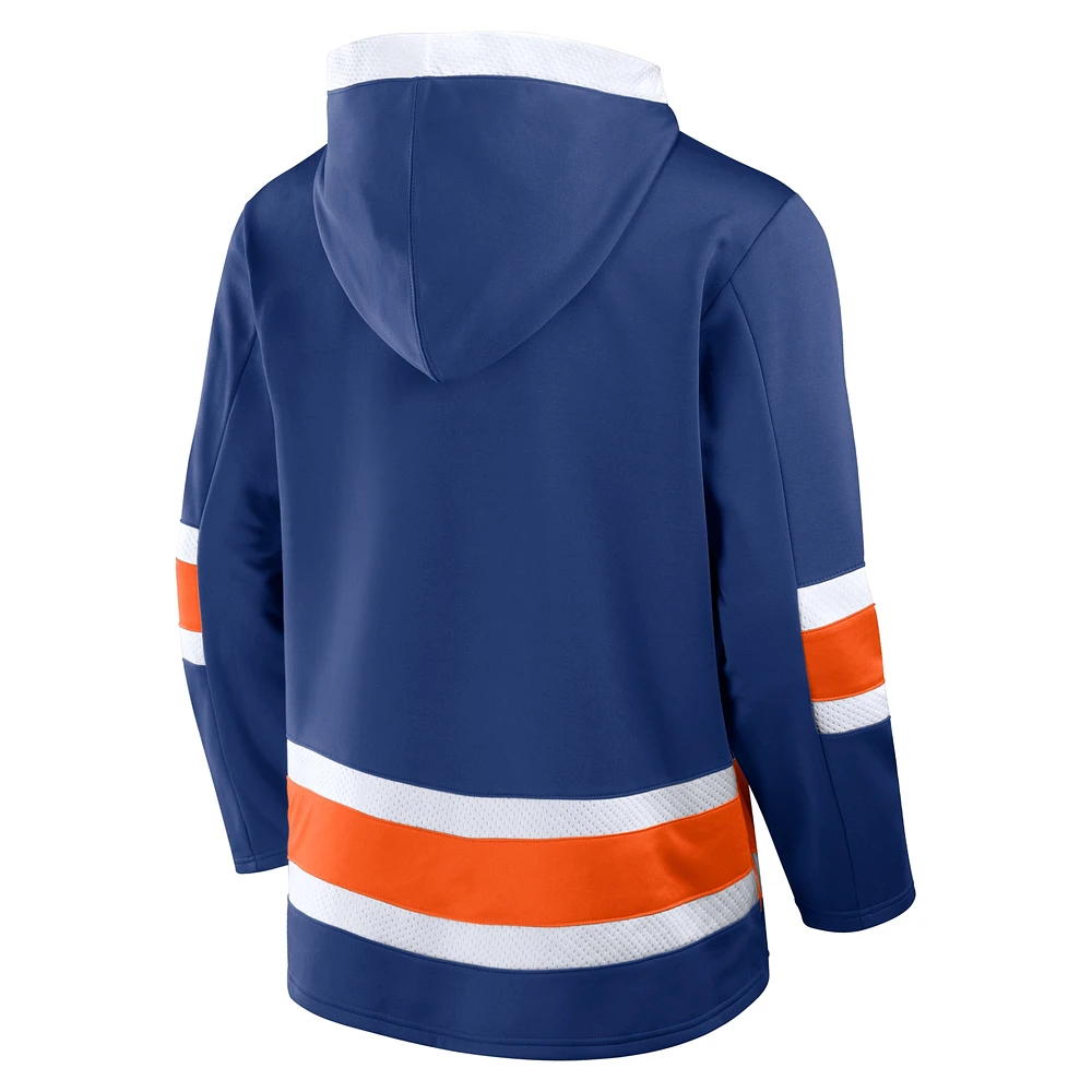 Men's Fanatics Royal Edmonton Oilers Inside Line Fleece Pullover Hoodie