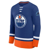 Men's Fanatics Royal Edmonton Oilers Lace-Up High Point Long Sleeve T-Shirt