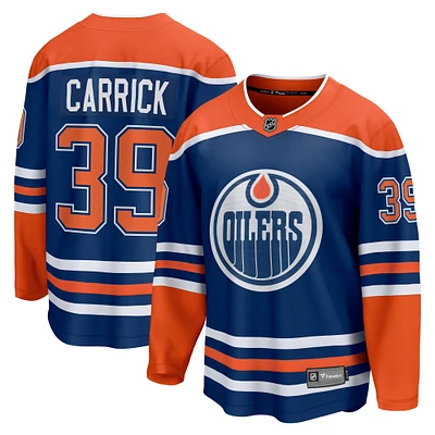 Fanatics pour hommes Sam Carrick Royal Edmonton Oilers Domicile Premier Maillot de joueur échappé