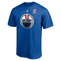 Fanatics pour hommes de marque Wayne Gretzky Royal Edmonton Oilers Authentic Team Stack Retired Player Name & Number - T-shirt