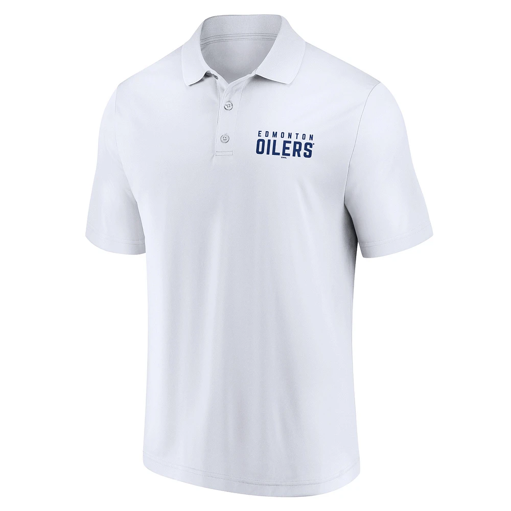 Ensemble polo Fanatics pour hommes, blanc/Royal Edmonton Oilers