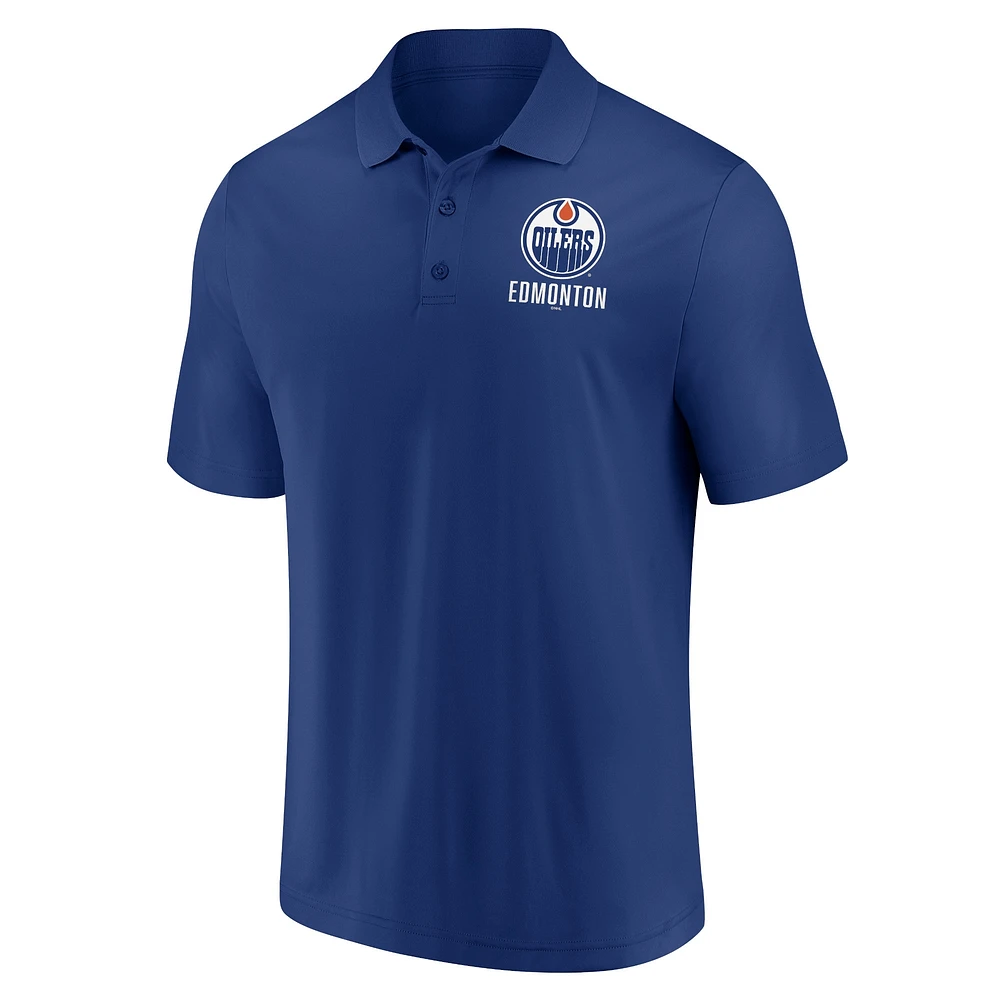 Ensemble polo Fanatics pour hommes, blanc/Royal Edmonton Oilers