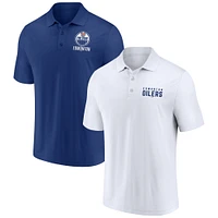 Ensemble polo Fanatics pour hommes, blanc/Royal Edmonton Oilers