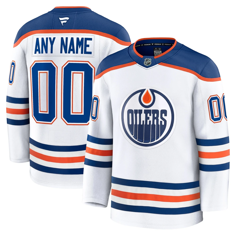 Maillot personnalisé haut de gamme Fanatics pour homme, blanc, Edmonton Oilers Away