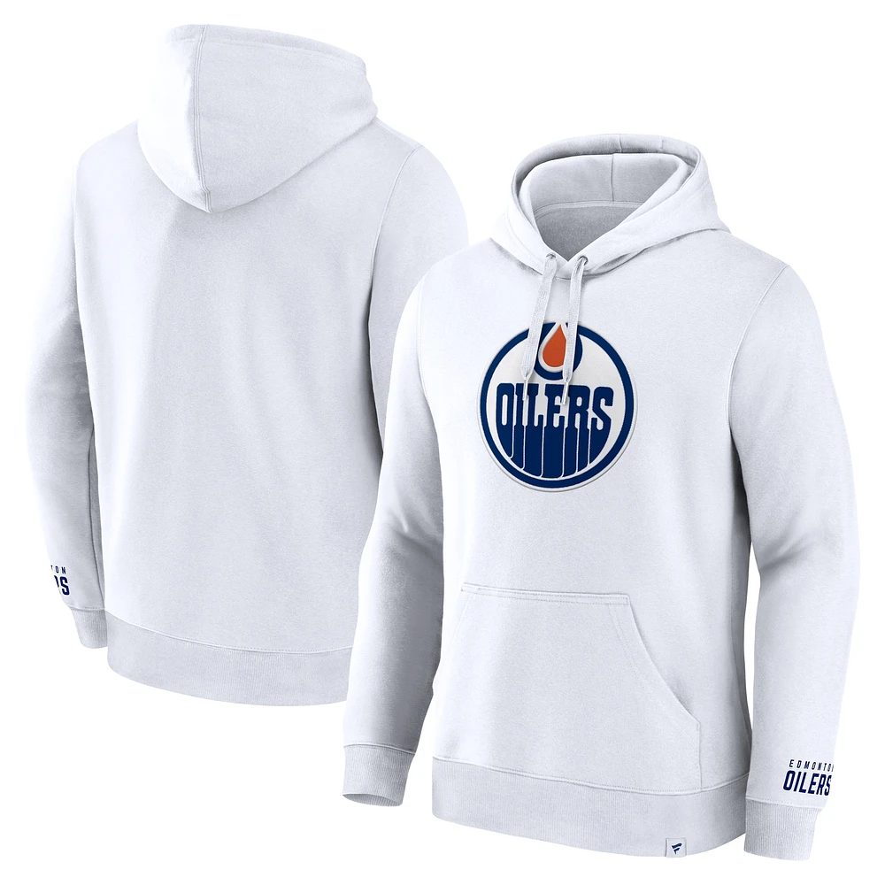 Sweat à capuche blanc Fanatics pour hommes des Oilers d'Edmonton