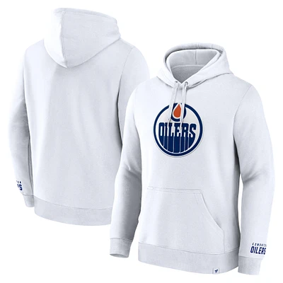 Sweat à capuche blanc Fanatics pour hommes des Oilers d'Edmonton