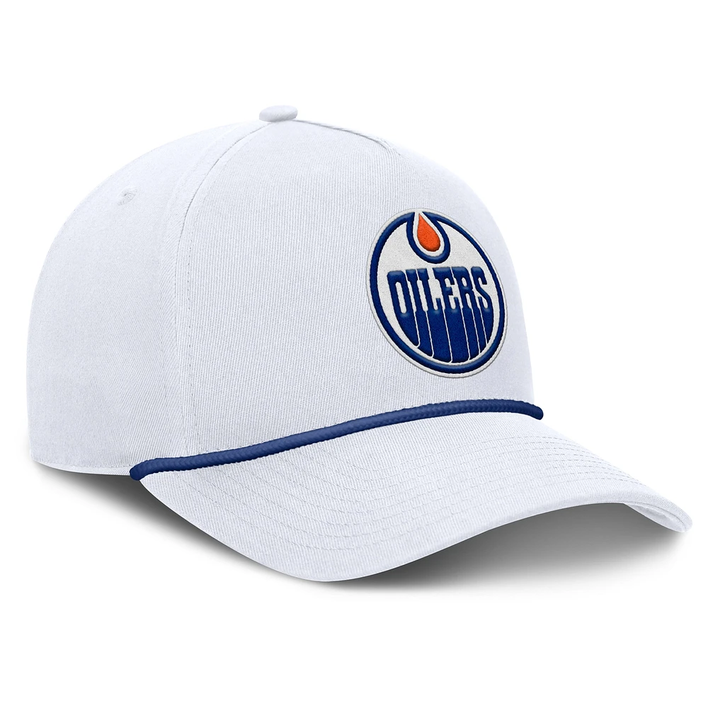 Men's Fanatics White Edmonton Oilers Rope A-Frame Adjustable Hat