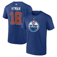 Men's Fanatics Zach Hyman Blue Edmonton Oilers Authentic Stack Name & Number T-Shirt