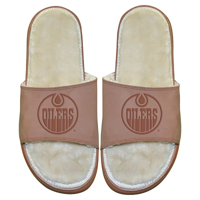 Men's ISlide Edmonton Oilers Nubuck Fur Primary Logo Sandals