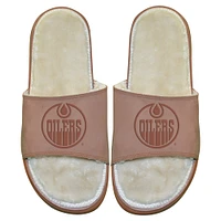 Men's ISlide Edmonton Oilers Nubuck Fur Primary Logo Sandals