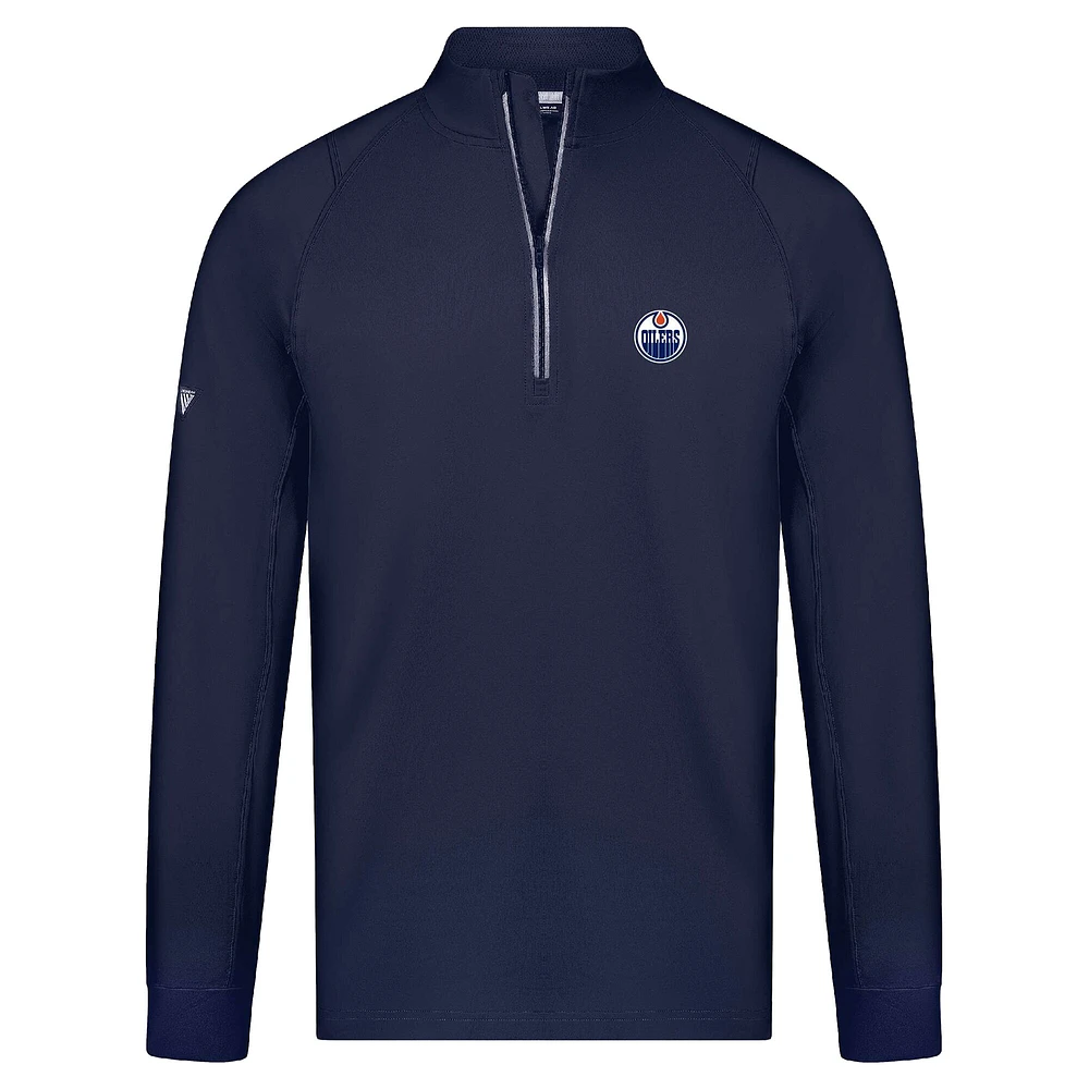 Pull-over à glissière quart de tour Theory Insignia Core Raglan bleu marine pour homme des Oilers d'Edmonton Levelwear