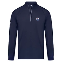 Pull-over à glissière quart de tour Theory Insignia Core Raglan bleu marine pour homme des Oilers d'Edmonton Levelwear