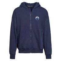 Men's Levelwear Navy Edmonton Oilers Uphill Insignia Full-Zip Hoodie