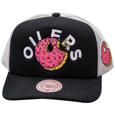 Casquette snapback noire/blanche pour homme Mitchell & Ness Edmonton Oilers Doughnut Crumbs