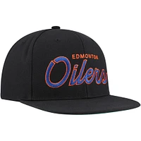 Men's Mitchell & Ness Black Edmonton Oilers Core Team Script 2.0 Snapback Hat