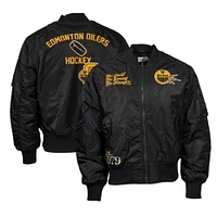 Men's Mitchell & Ness Black Edmonton Oilers Eye Of The Tiger Full-Zip Bomber Jacket