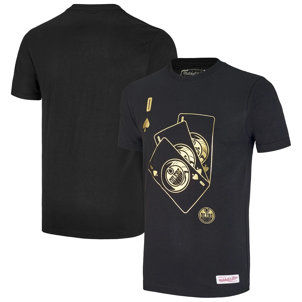 T-shirt trois d'un genre noir Mitchell & Ness pour hommes des Oilers d'Edmonton