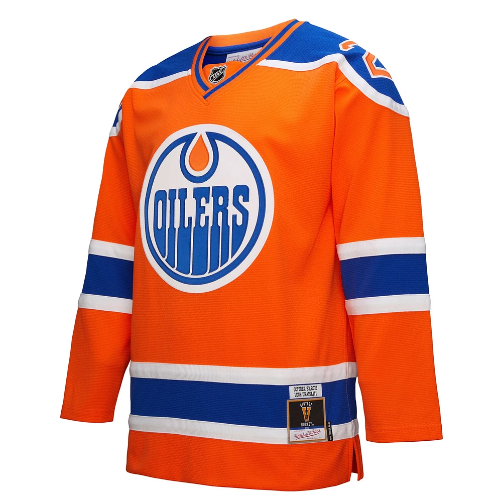 Maillot orange Power Play des Oilers d'Edmonton de Mitchell & Ness pour homme Leon Draisaitl