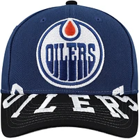 Casquette Snapback bicolore Mitchell & Ness bleu marine/noir pour homme des Oilers d'Edmonton Underarch Pro Crown