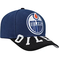 Casquette Snapback bicolore Mitchell & Ness bleu marine/noir pour homme des Oilers d'Edmonton Underarch Pro Crown