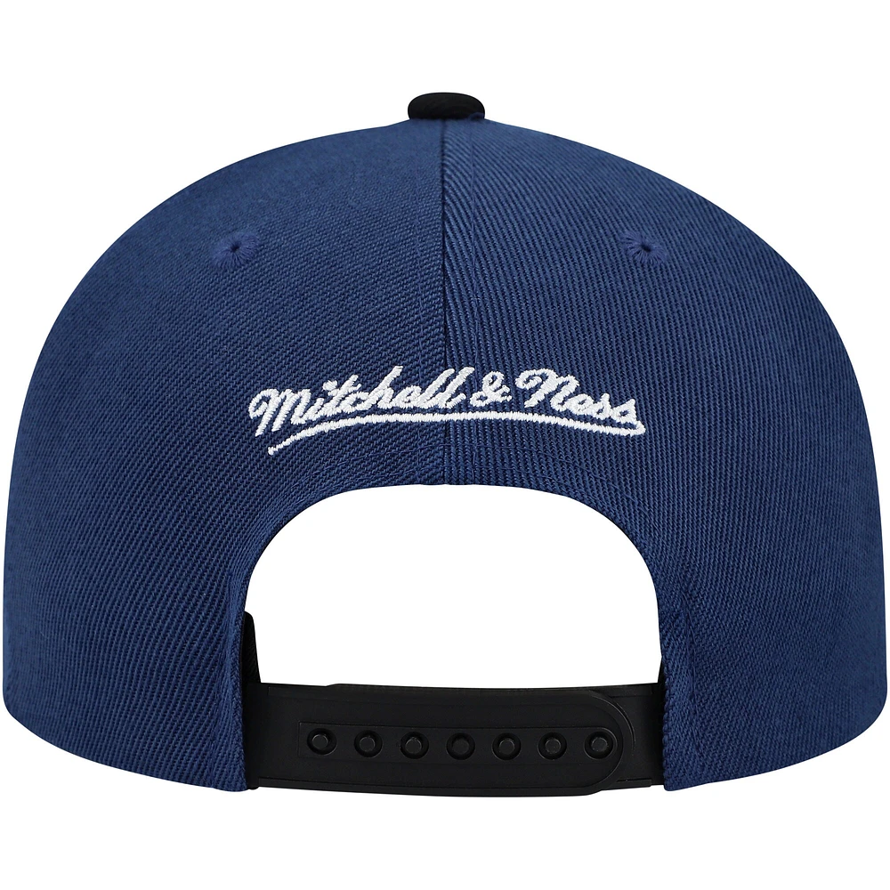 Casquette Snapback bicolore Mitchell & Ness bleu marine/noir pour homme des Oilers d'Edmonton Underarch Pro Crown