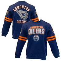 Men's Mitchell & Ness Navy Edmonton Oilers All Over Pullover Sweatshirt