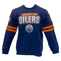 Men's Mitchell & Ness Navy Edmonton Oilers All Over Pullover Sweatshirt