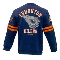 Men's Mitchell & Ness Navy Edmonton Oilers All Over Pullover Sweatshirt