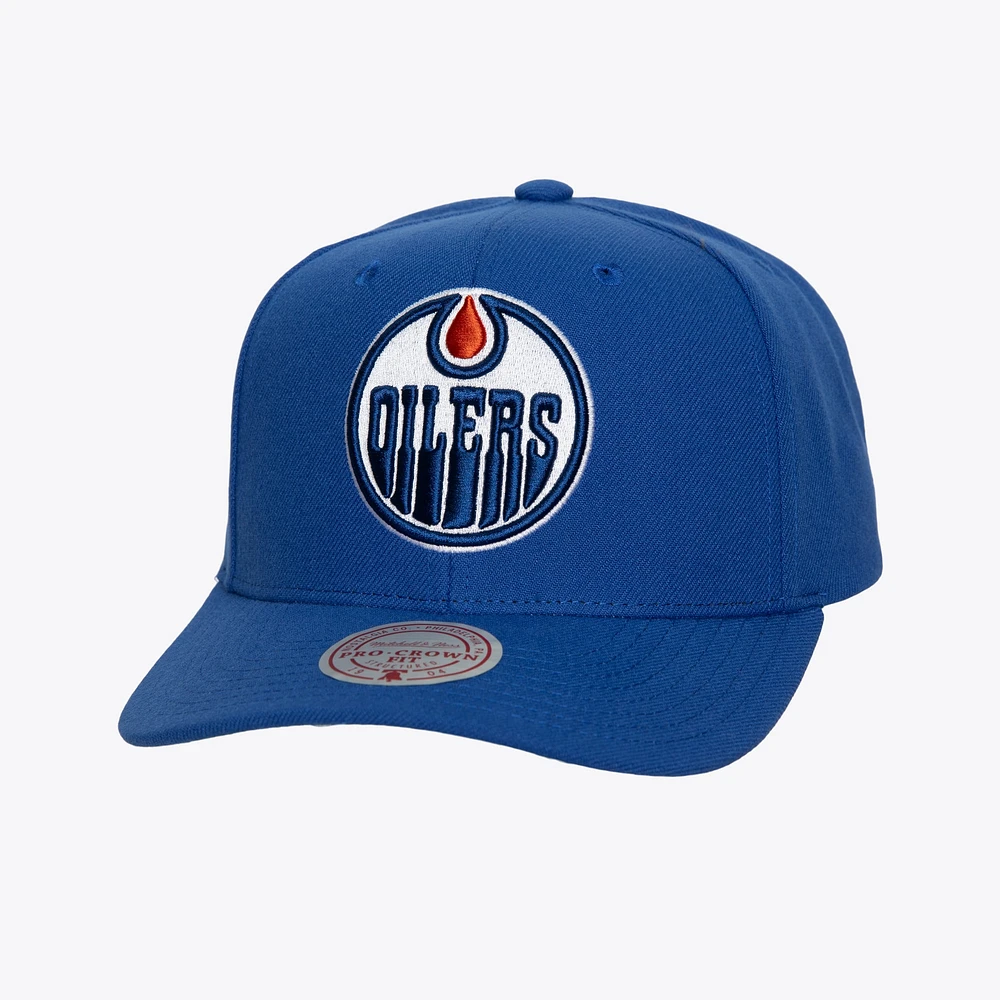 Casquette ajustable Mitchell & Ness pour homme, bleu marine, des Oilers d'Edmonton Core Team Ground Pro