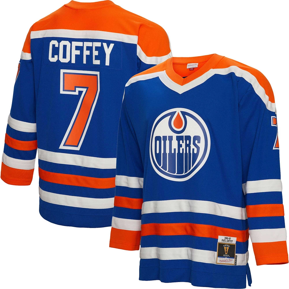 Maillot pour homme Mitchell & Ness Paul Coffey Royal Edmonton Oilers 1986 Blue Line Player