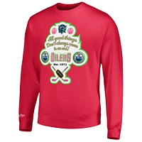 Men's Mitchell & Ness Pink Edmonton Oilers Watermelon Sugar High Pullover Sweatshirt