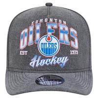 Men's New Era  Charcoal Edmonton Oilers Throwback Washed A-Frame Pre-Curved 9FIFTY Snapback Hat