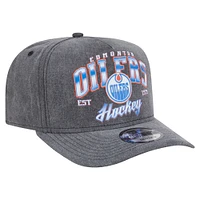 Men's New Era  Charcoal Edmonton Oilers Throwback Washed A-Frame Pre-Curved 9FIFTY Snapback Hat
