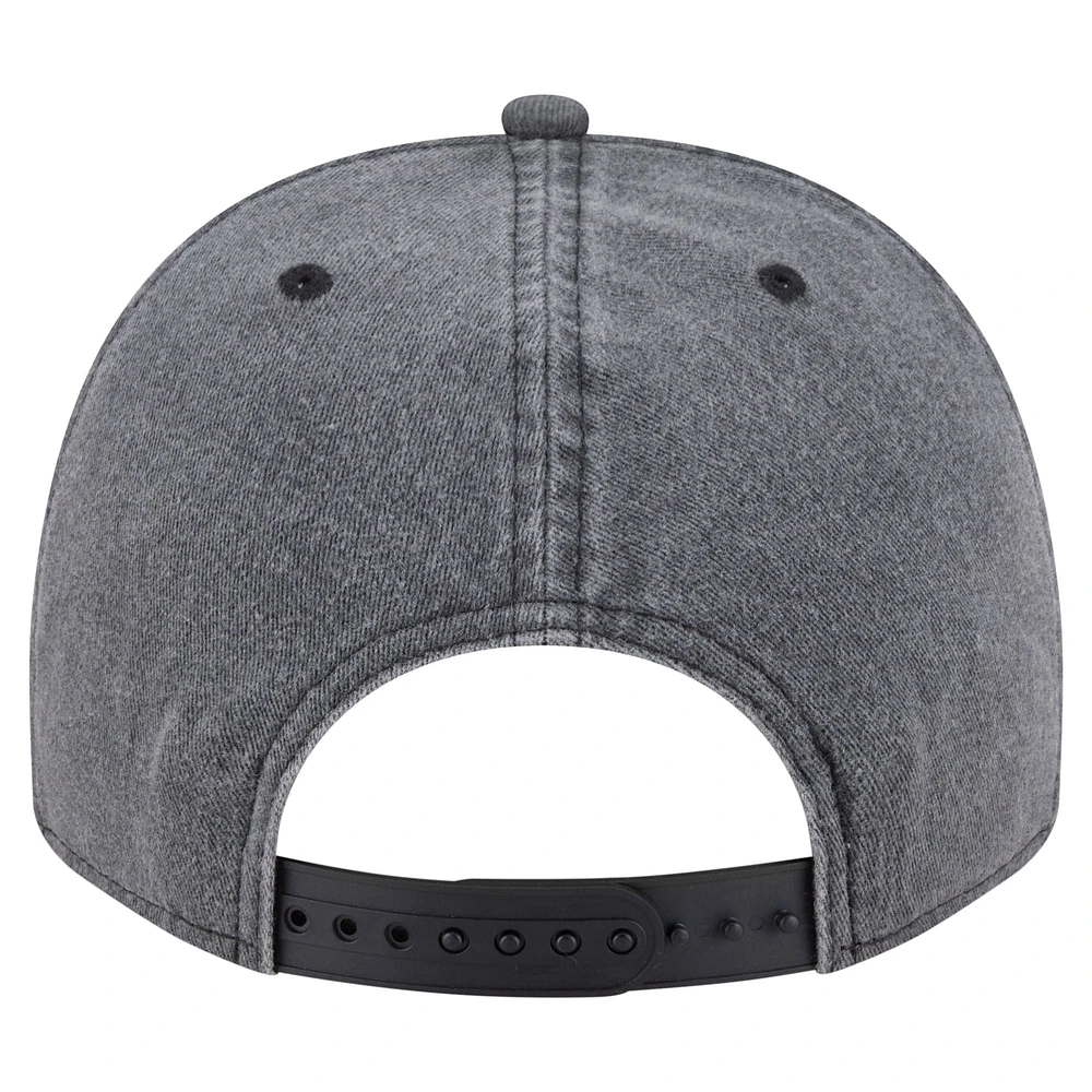 Men's New Era  Charcoal Edmonton Oilers Throwback Washed A-Frame Pre-Curved 9FIFTY Snapback Hat