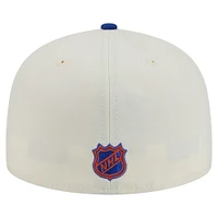 Casquette ajustée chromée 59FIFTY New Era pour homme, couleur crème/bleu royal, des Oilers d'Edmonton