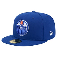 Casquette ajustée New Era Royal Edmonton Oilers 59FIFTY pour homme