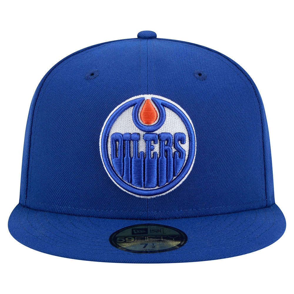 Casquette ajustée New Era Royal Edmonton Oilers 59FIFTY pour homme