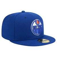 Casquette ajustée New Era Royal Edmonton Oilers 59FIFTY pour homme