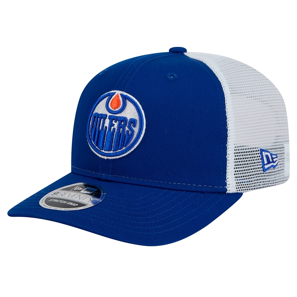 Casquette extensible à boutons-pression Core Trucker 9SEVENTY des Oilers d'Edmonton Royal New Era pour homme