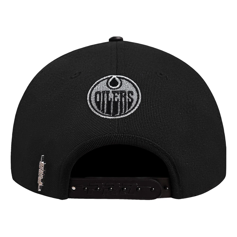 Men's Pro Standard Black Edmonton Oilers Metallic Logo Snapback Hat