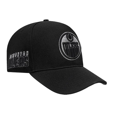 Men's Pro Standard Black Edmonton Oilers Metallic Logo Snapback Hat