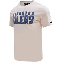 T-shirt Pro Standard Edmonton Oilers Varsity Blues crème pour homme