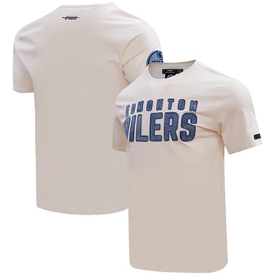 T-shirt Pro Standard Edmonton Oilers Varsity Blues crème pour homme