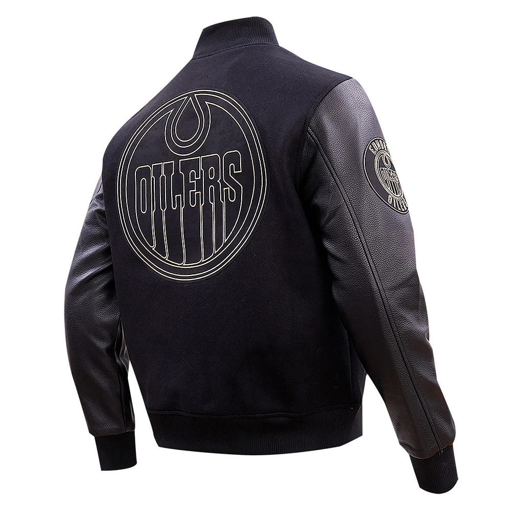 Veste universitaire entièrement zippée Pro Standard Edmonton Oilers noir et or pour hommes