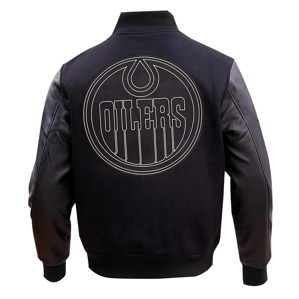 Veste universitaire entièrement zippée Pro Standard Edmonton Oilers noir et or pour hommes